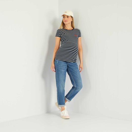 Stretchy maternity mom-fit jeans BLUE