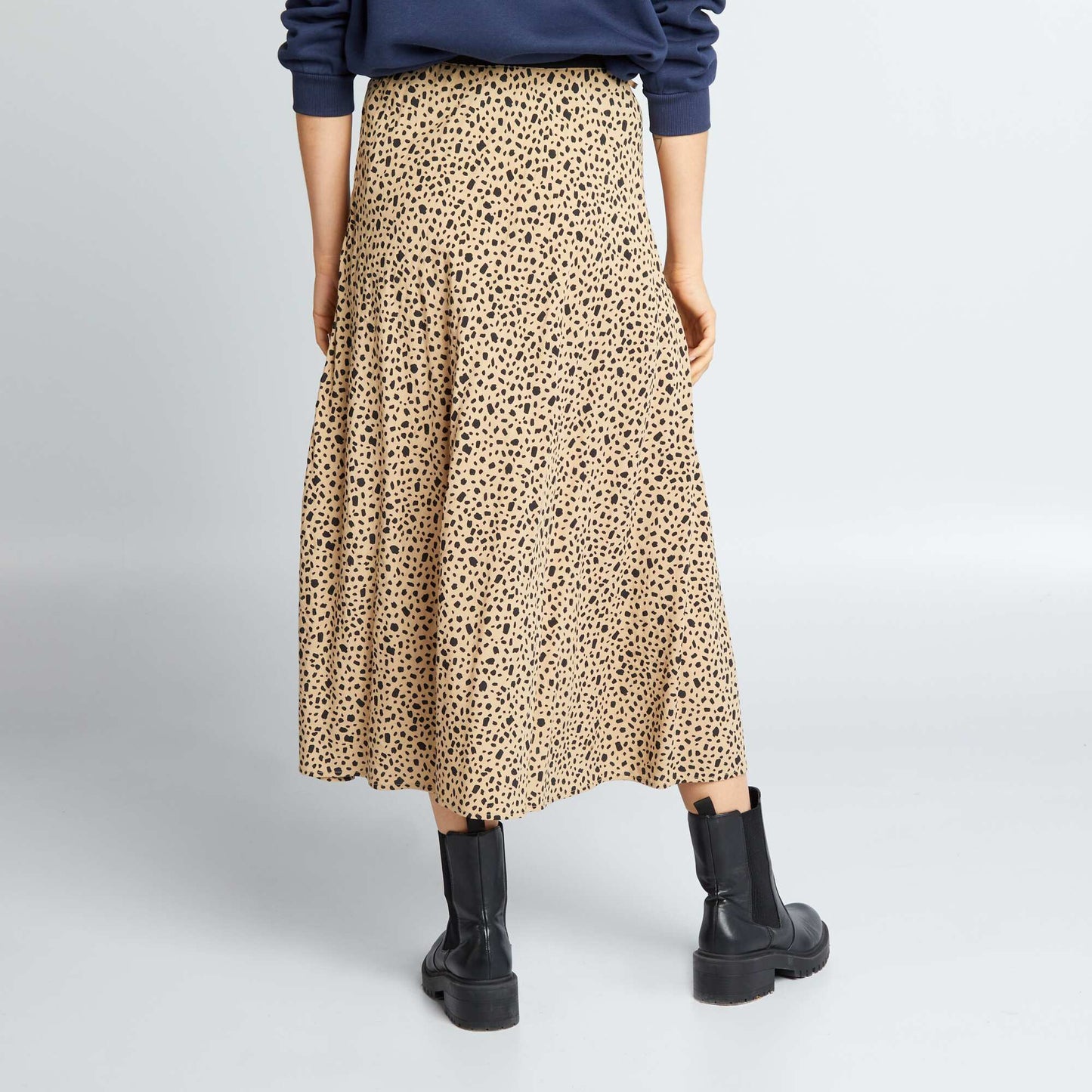 Crêpe knit fabric midi skirt FXPOIBEIG