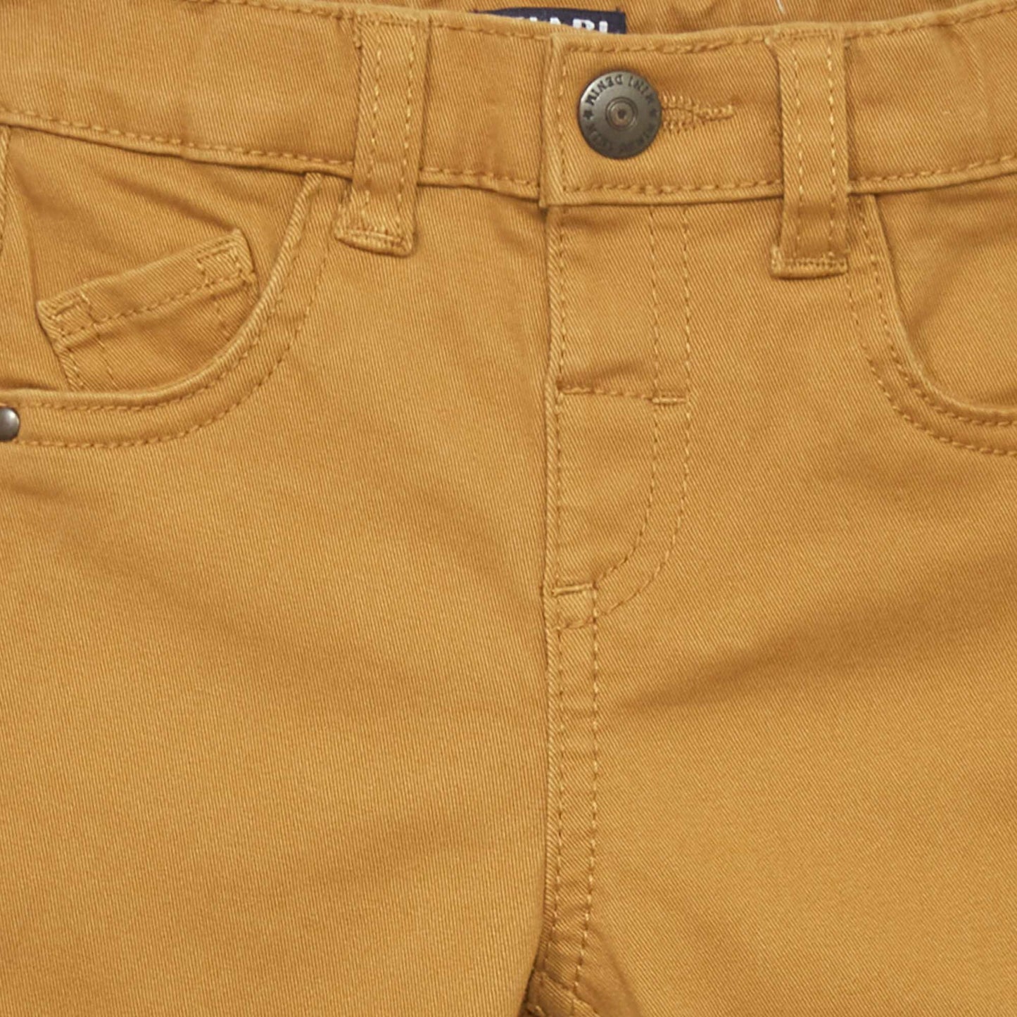 Slim-fit twill trousers with adjustable waist BROWN BEIGE