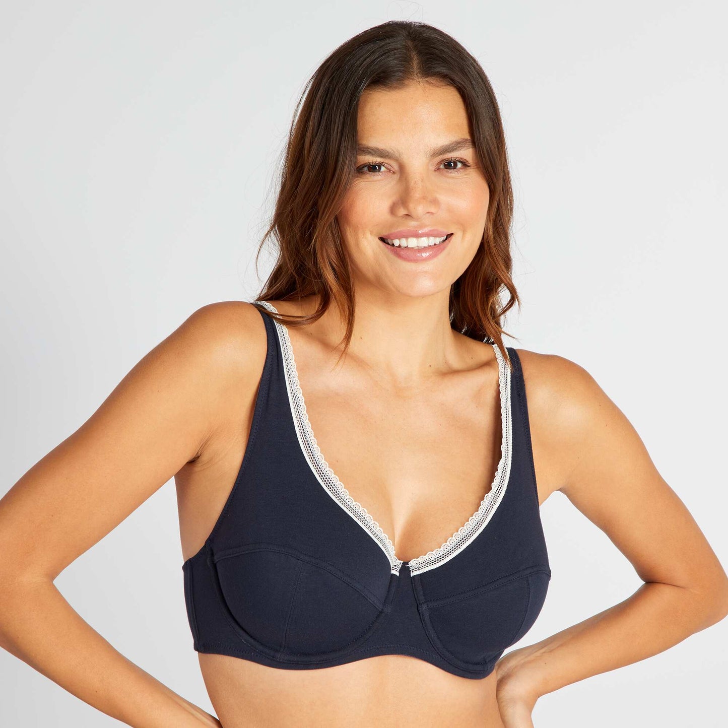 حمالة صدر قطنية لأكواب D & E باللون الأزرق