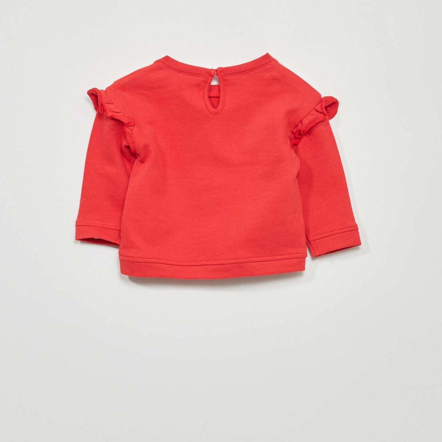Sweatshirt fabric sweater with ruffles RED