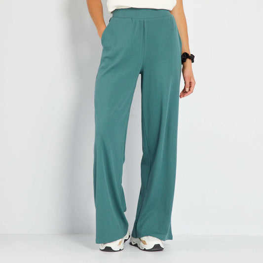 High-waisted wide-leg knit trousers GREEN