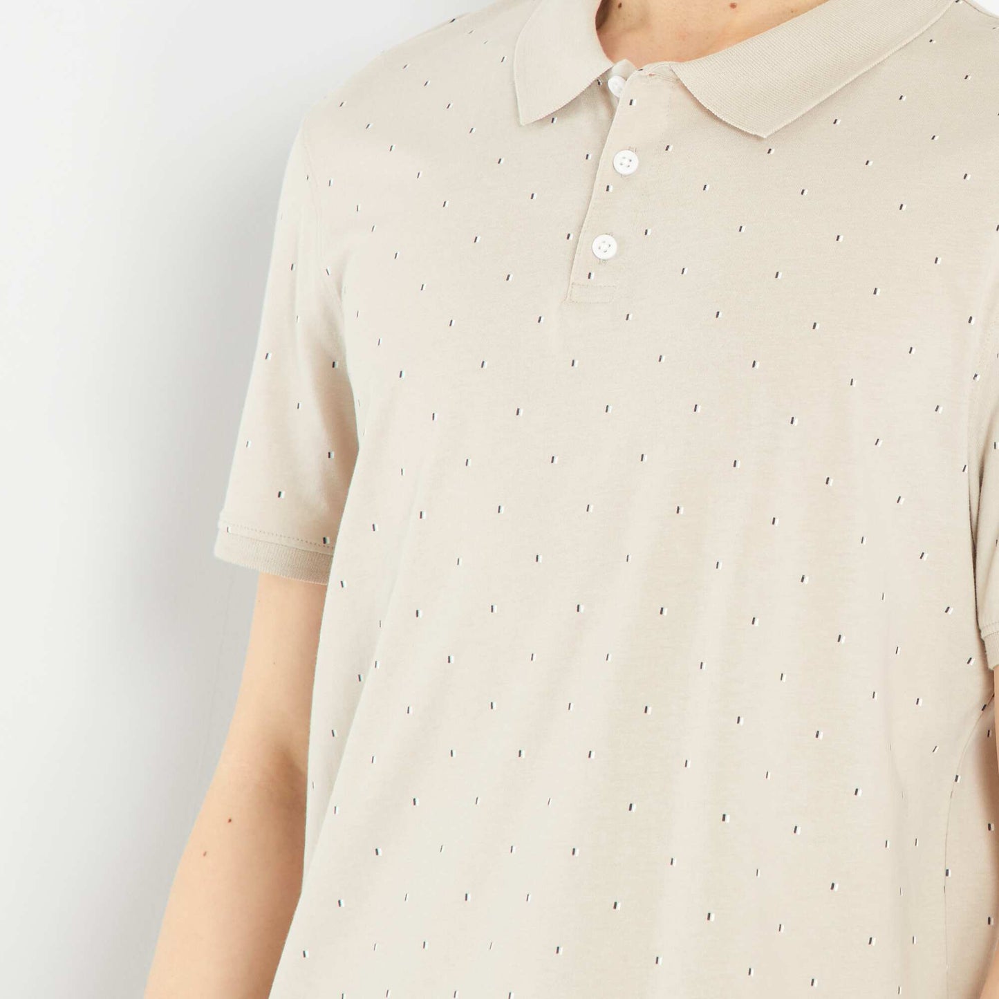 Short-sleeved printed polo shirt GREY