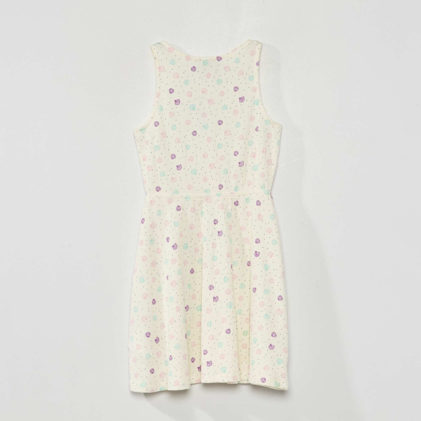 Printed wavy knit dress WHITE