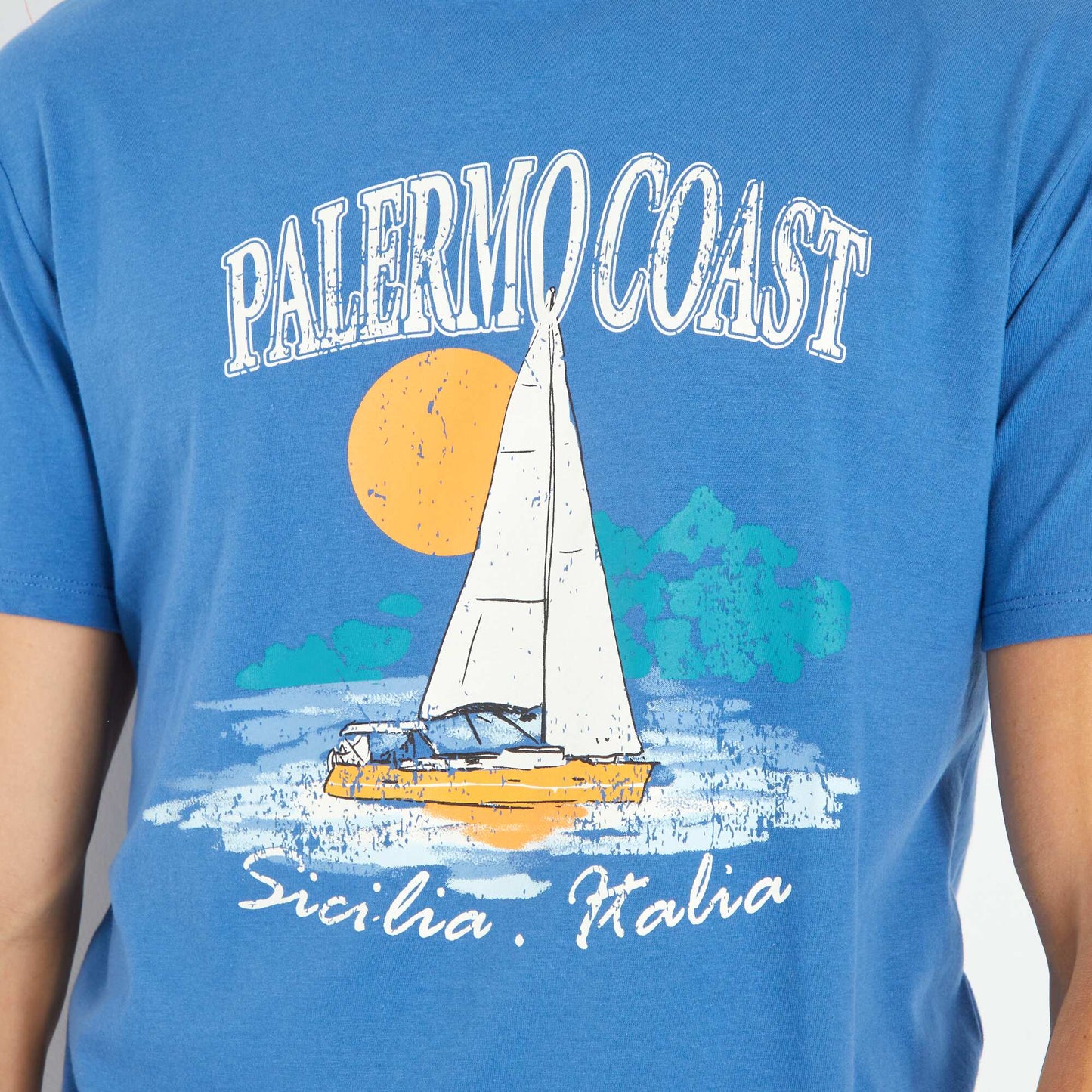 جيرسي تيشرت مع طباعة زرقاء