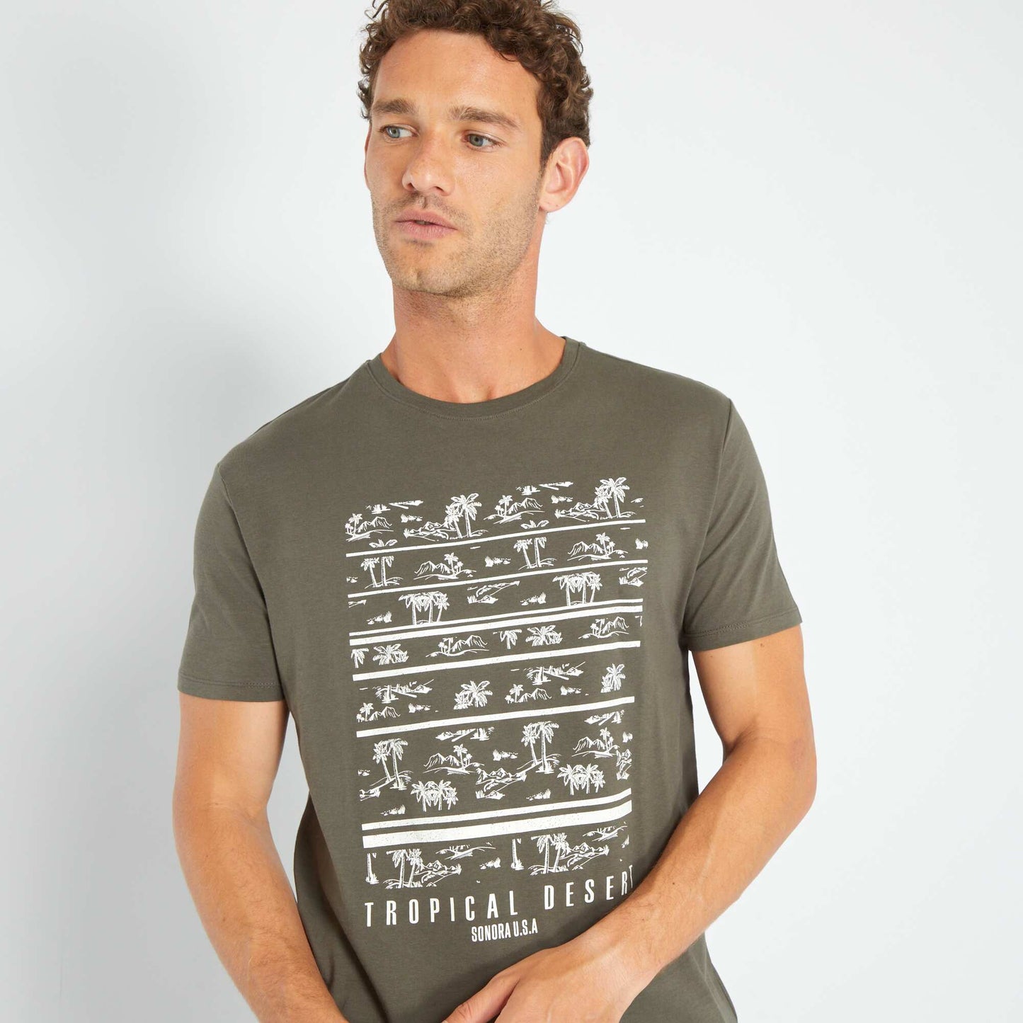 Jersey T-shirt with print KHAKI