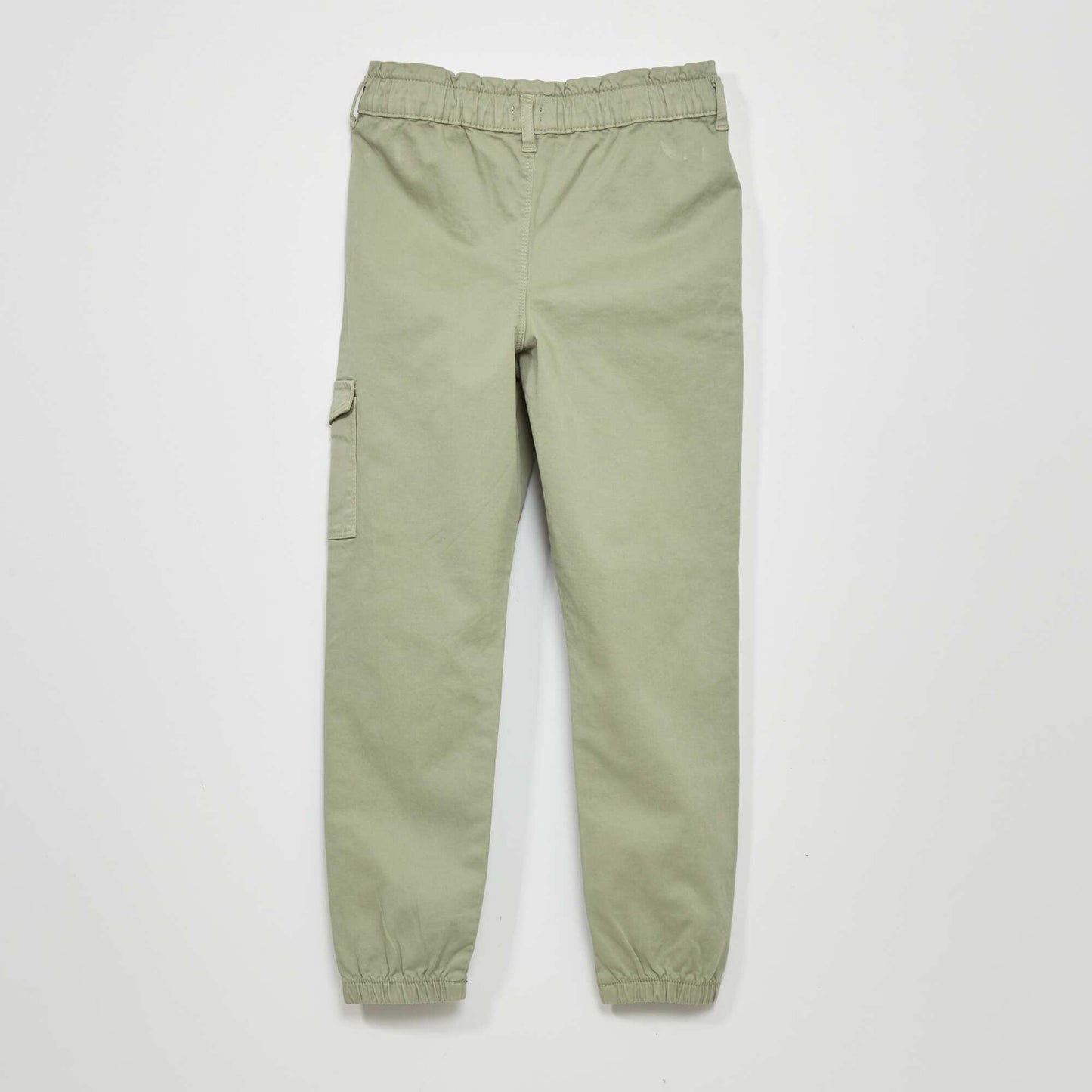 Paper bag trousers with pockets grey green