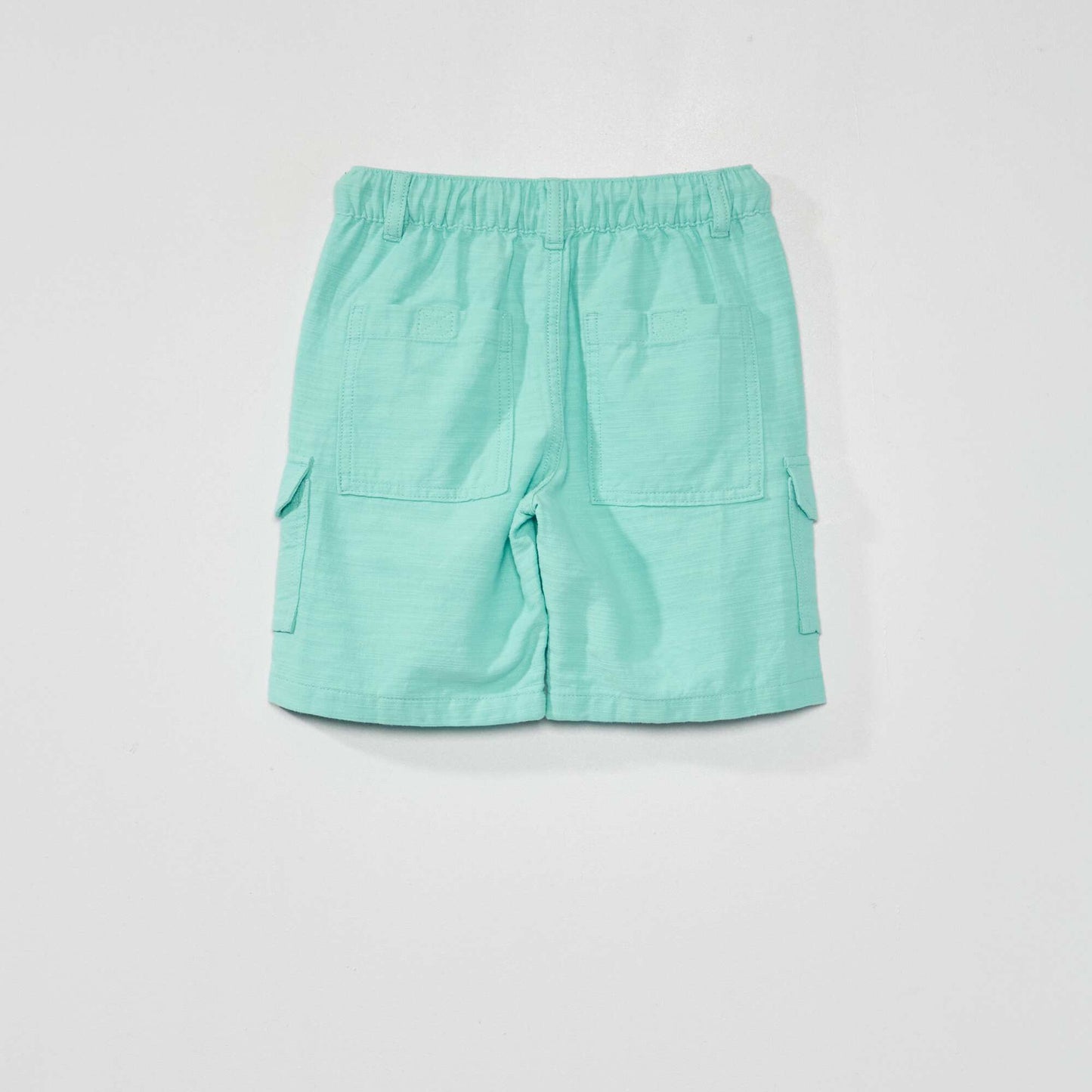 Plain linen-blend Bermuda shorts BLUE