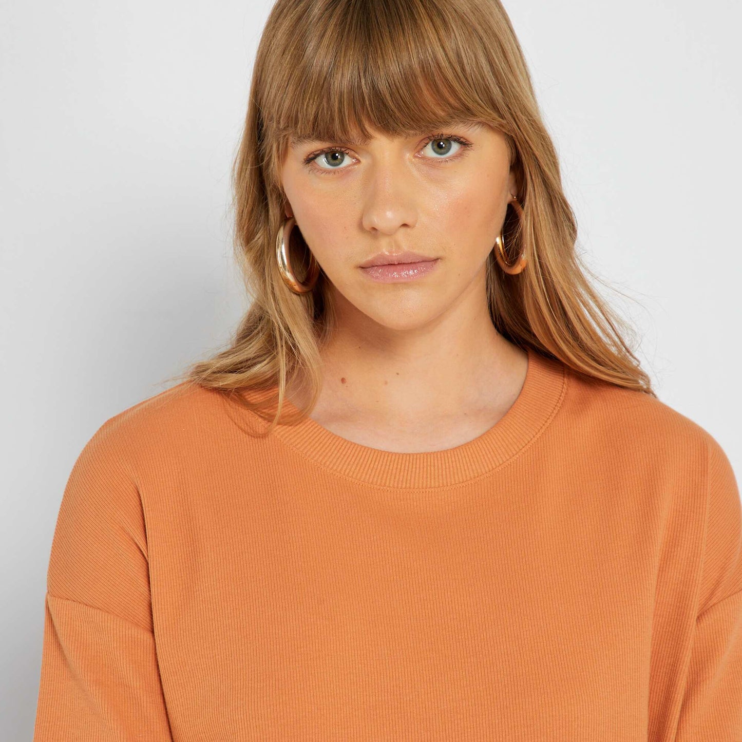 Long ribbed T-shirt ORANGE