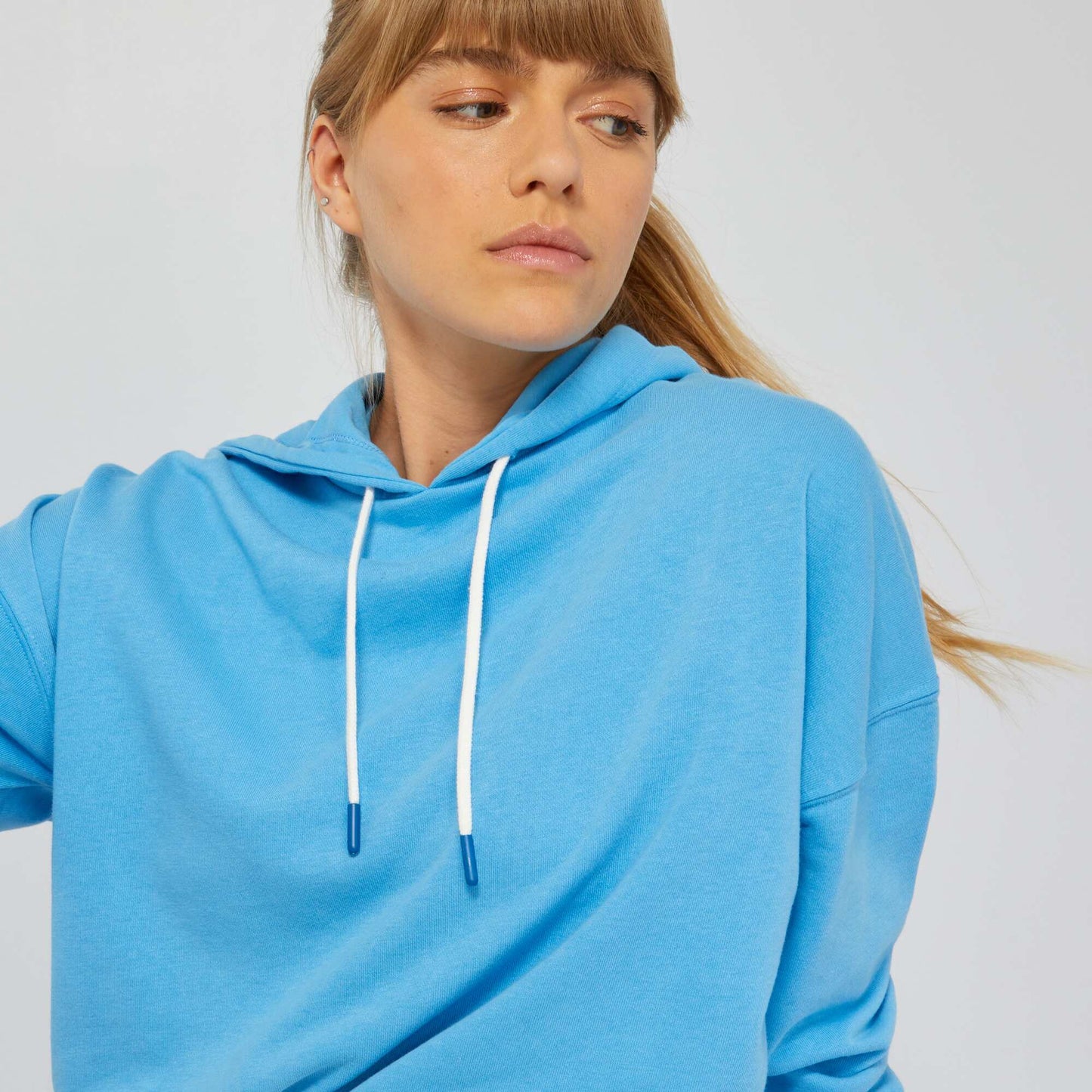 Crop top-style sports hoodie BLUE SUN