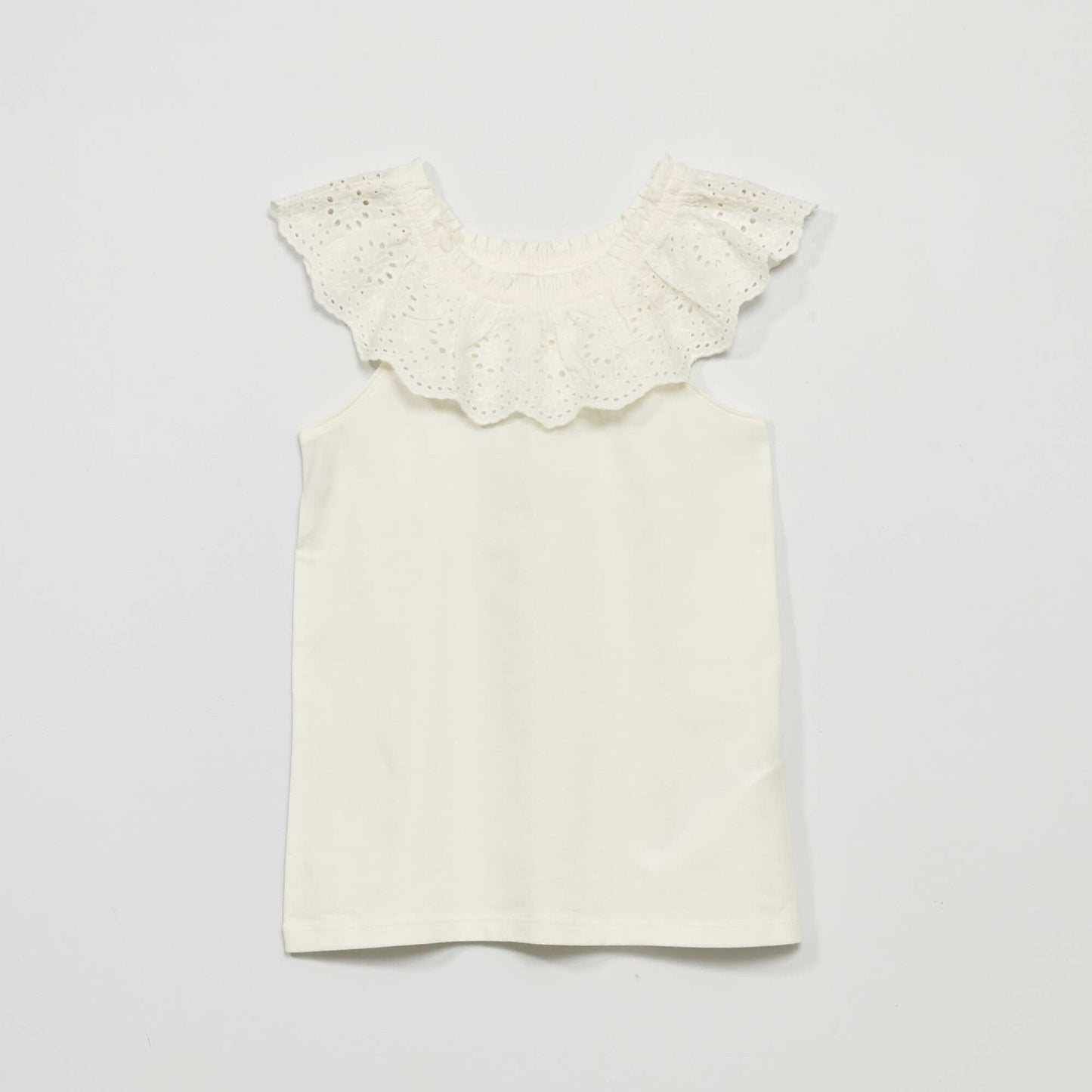 Vest top with broderie anglaise White