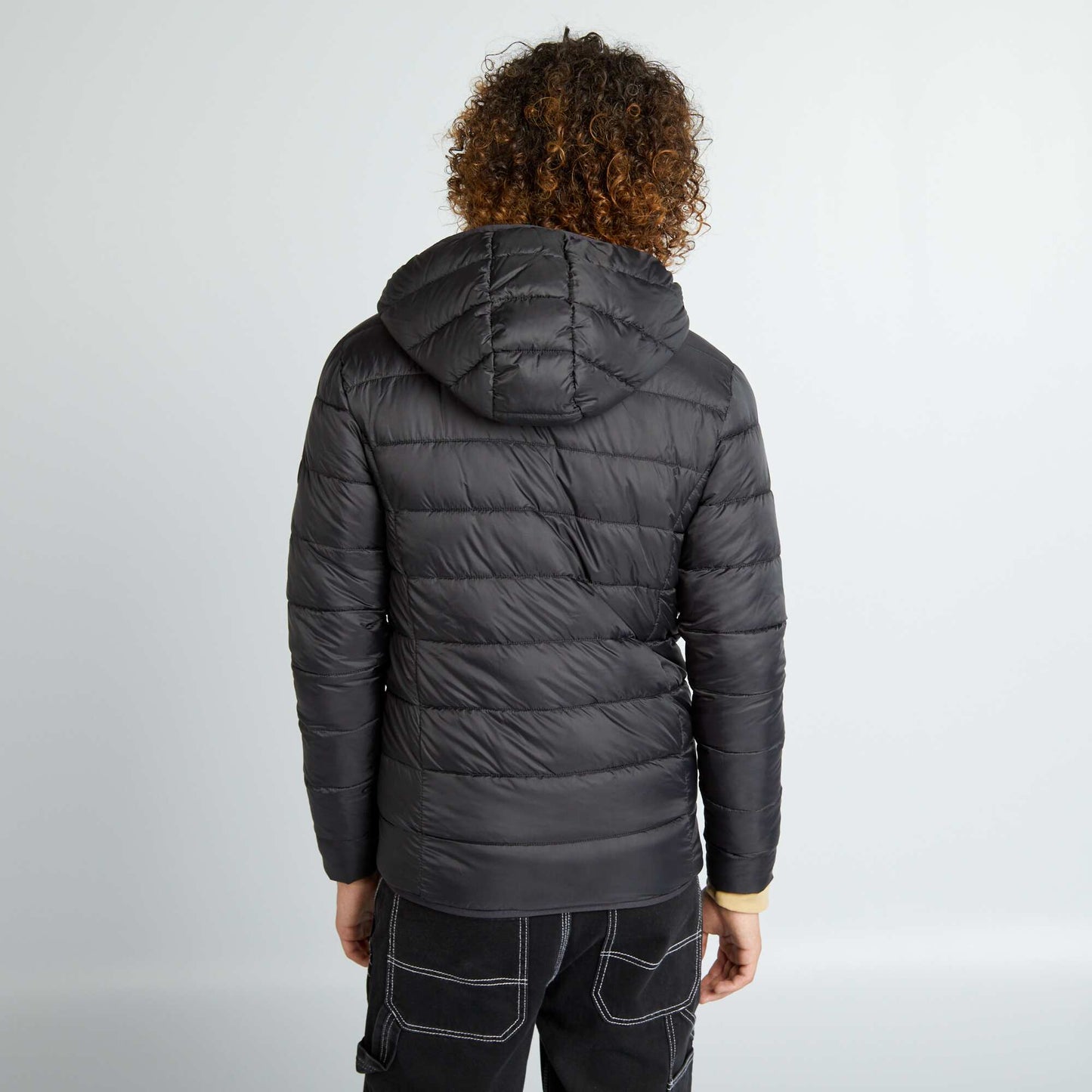 Quilted padded jacket with hood BLACK P