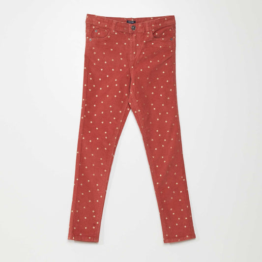 Velour trousers with stars RED_STAR