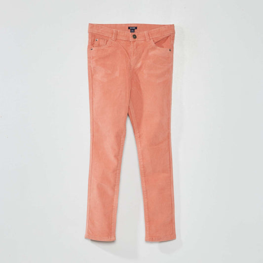 Plain velour skinny trousers pink