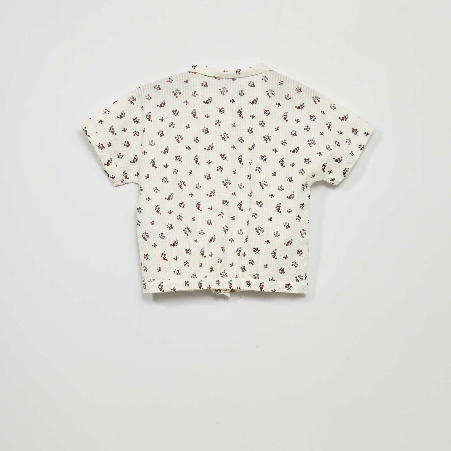 Waffle-knit blouse WHITE