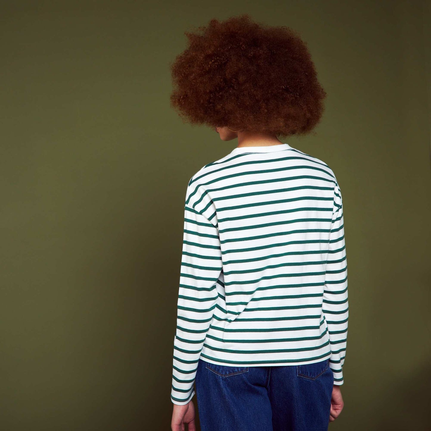 Jersey fabric Breton T-shirt White/green