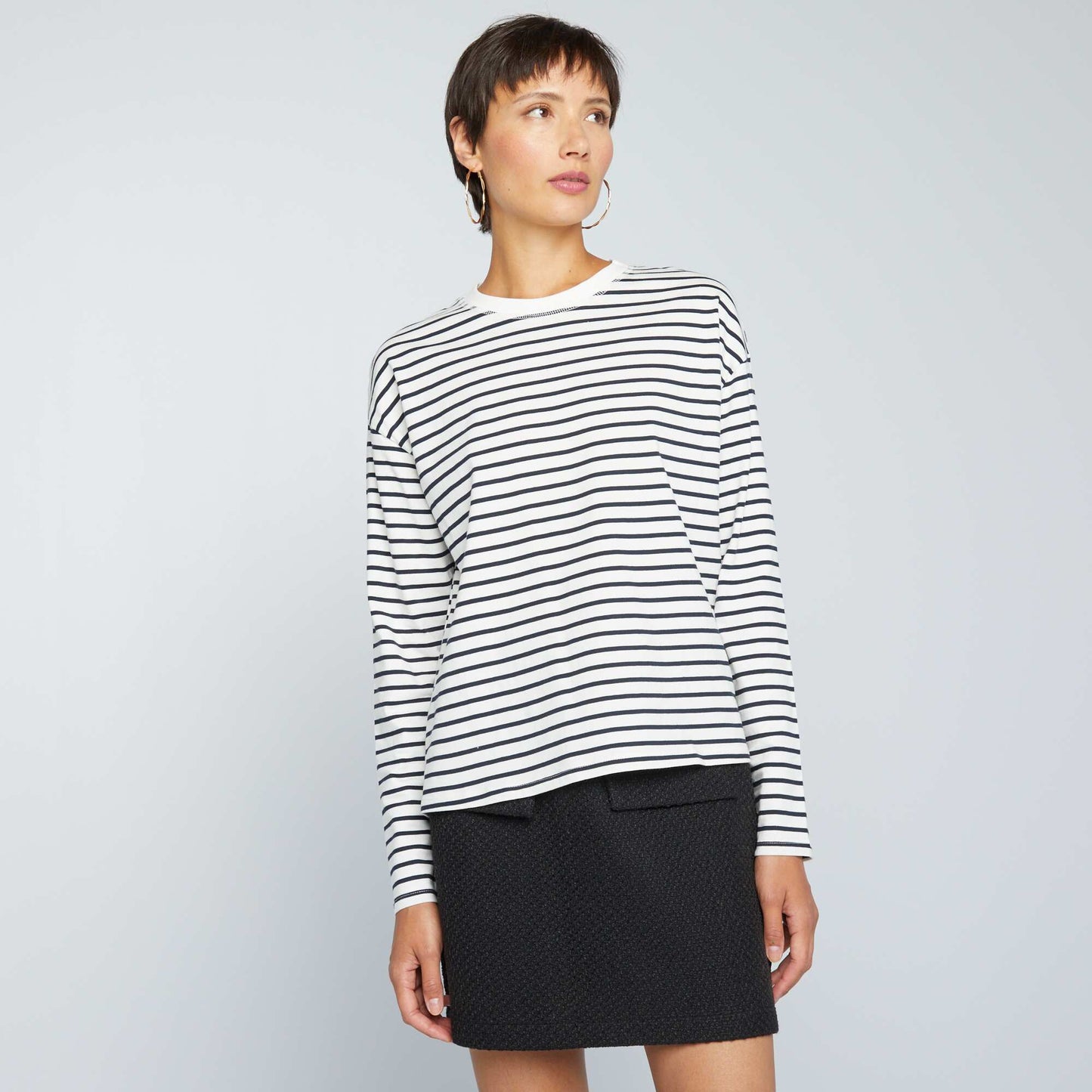 Jersey fabric Breton T-shirt White/noir