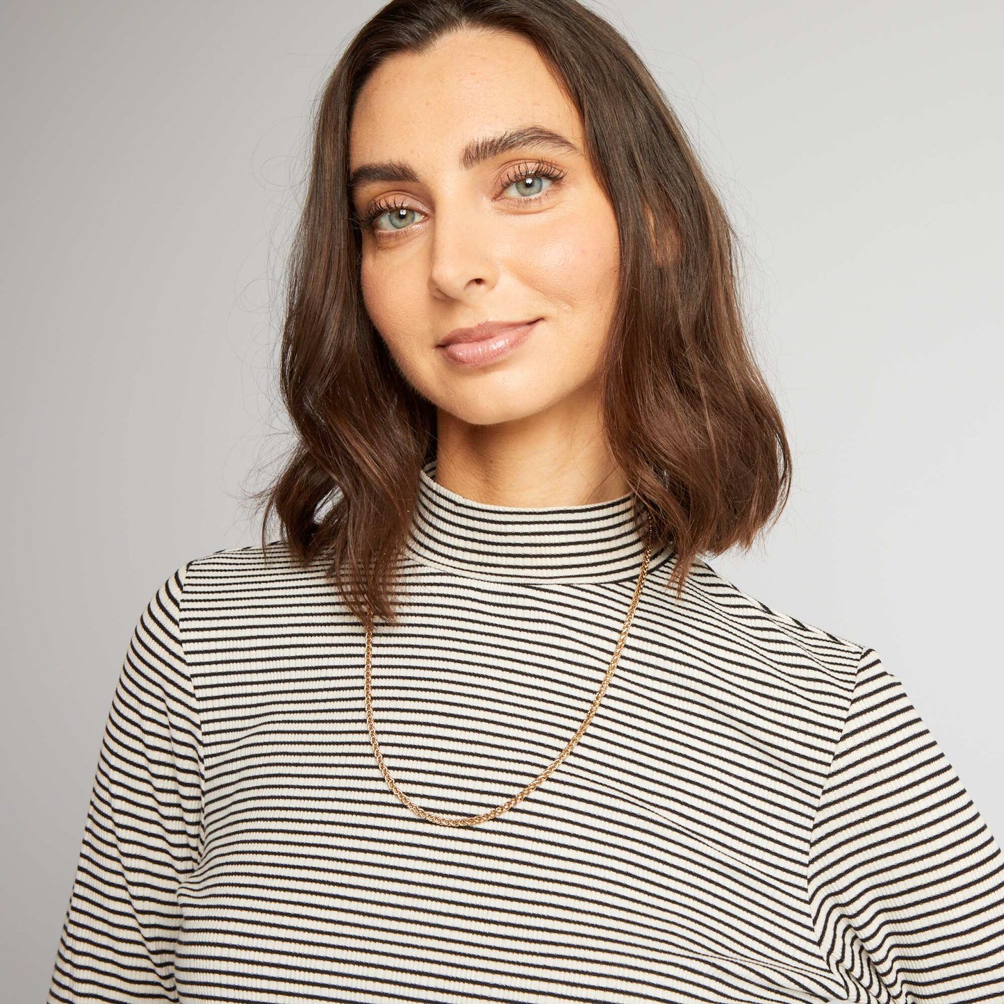 Ribbed knit undersweater BEIGE