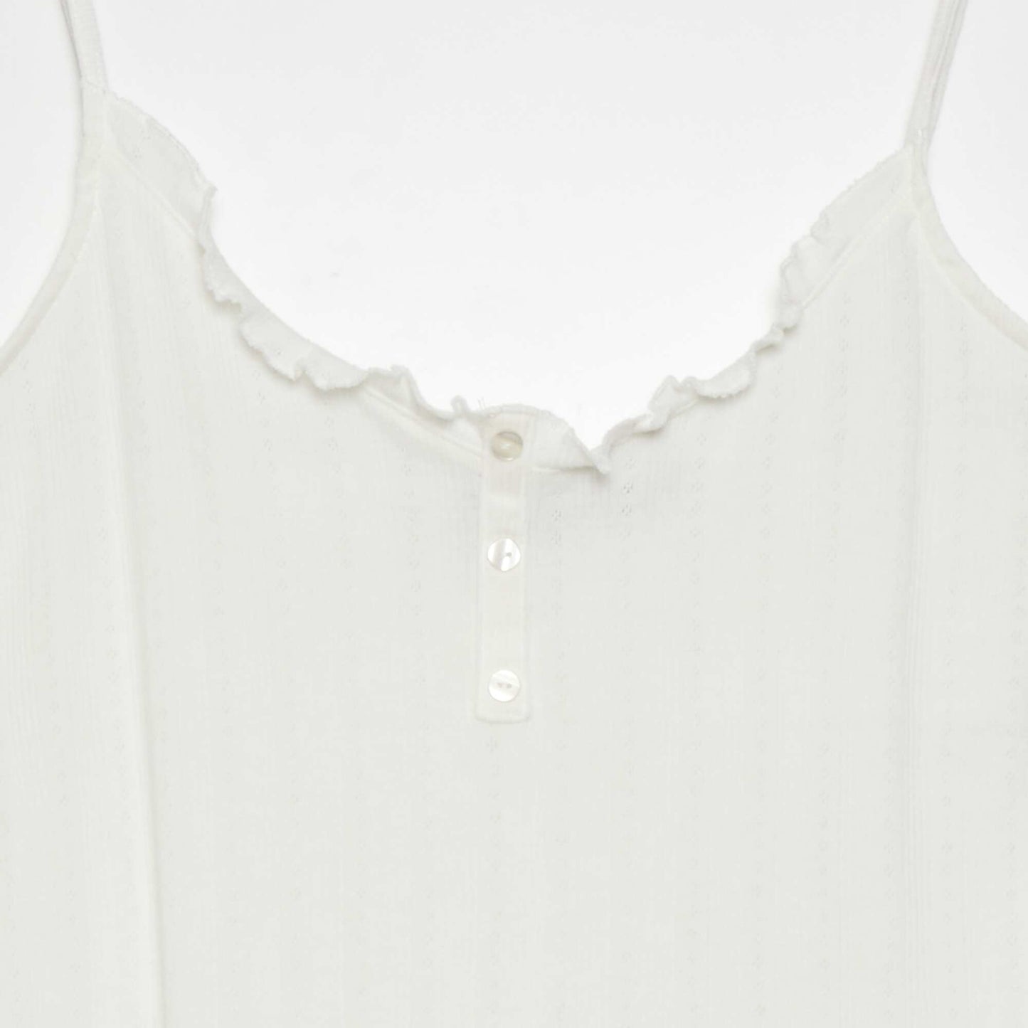 Pointelle knit pyjama top WHITE
