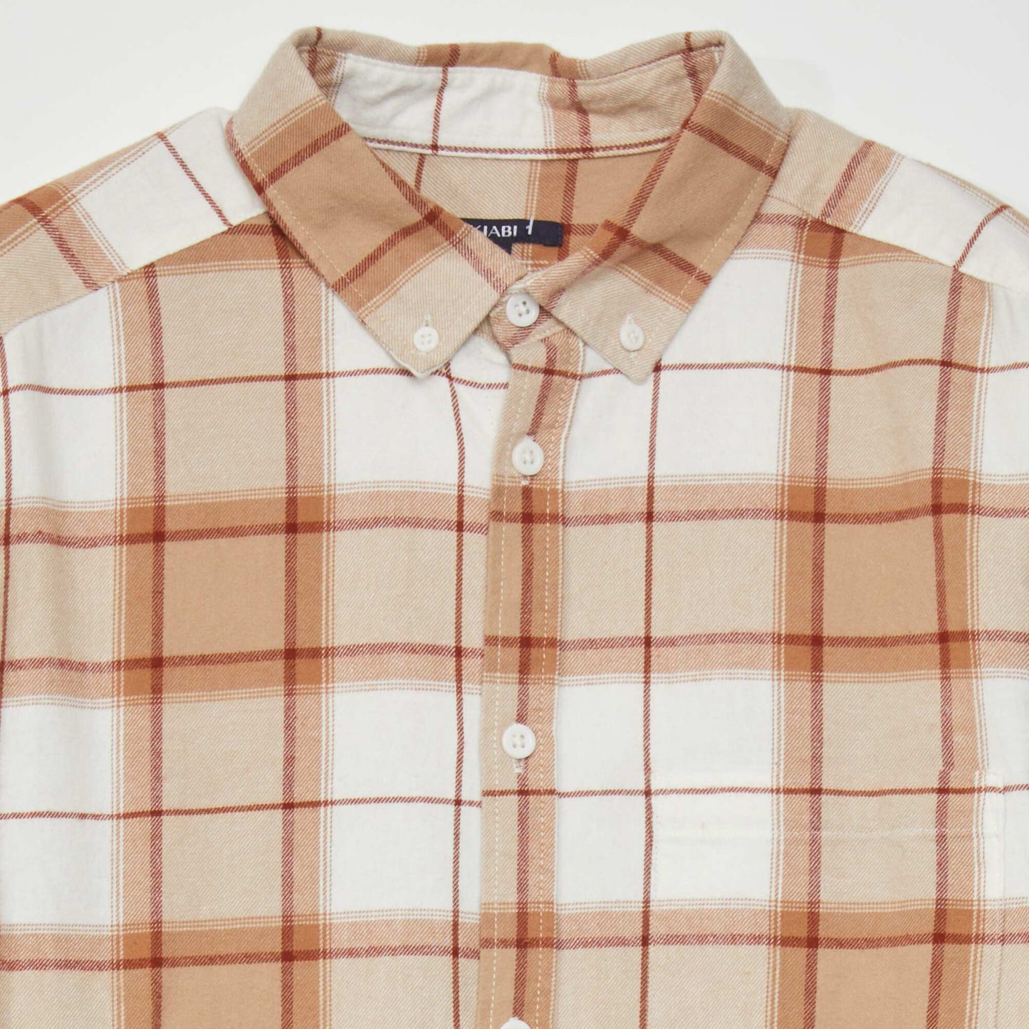 Straight flannel shirt Beige/brown