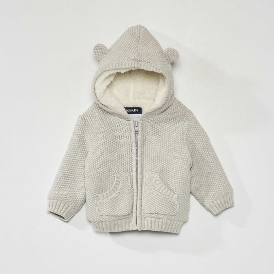 Knitted hooded cardigan GREY