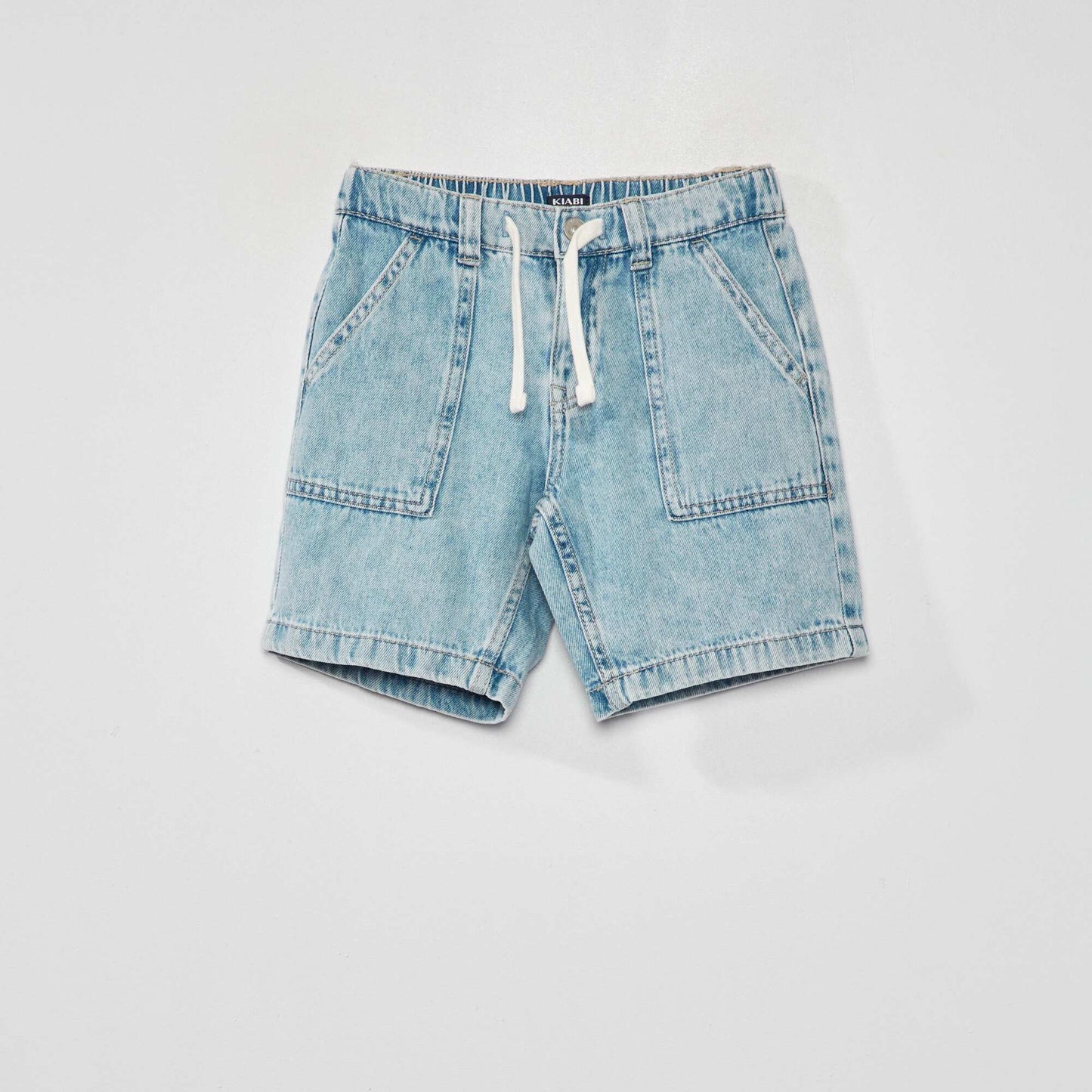 Denim Bermuda shorts with elasticated waist Blue