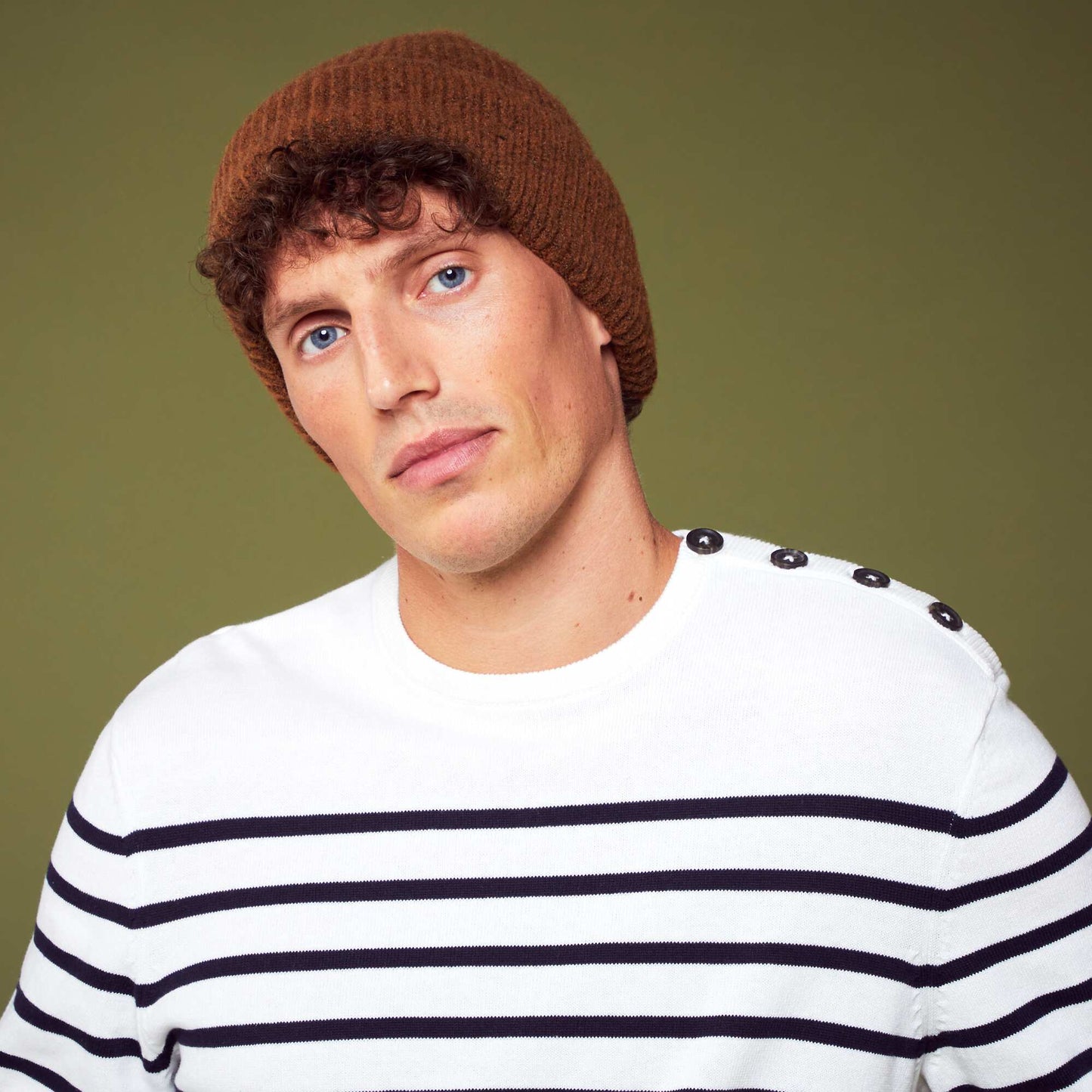 Round-neck Breton sweater WHITE