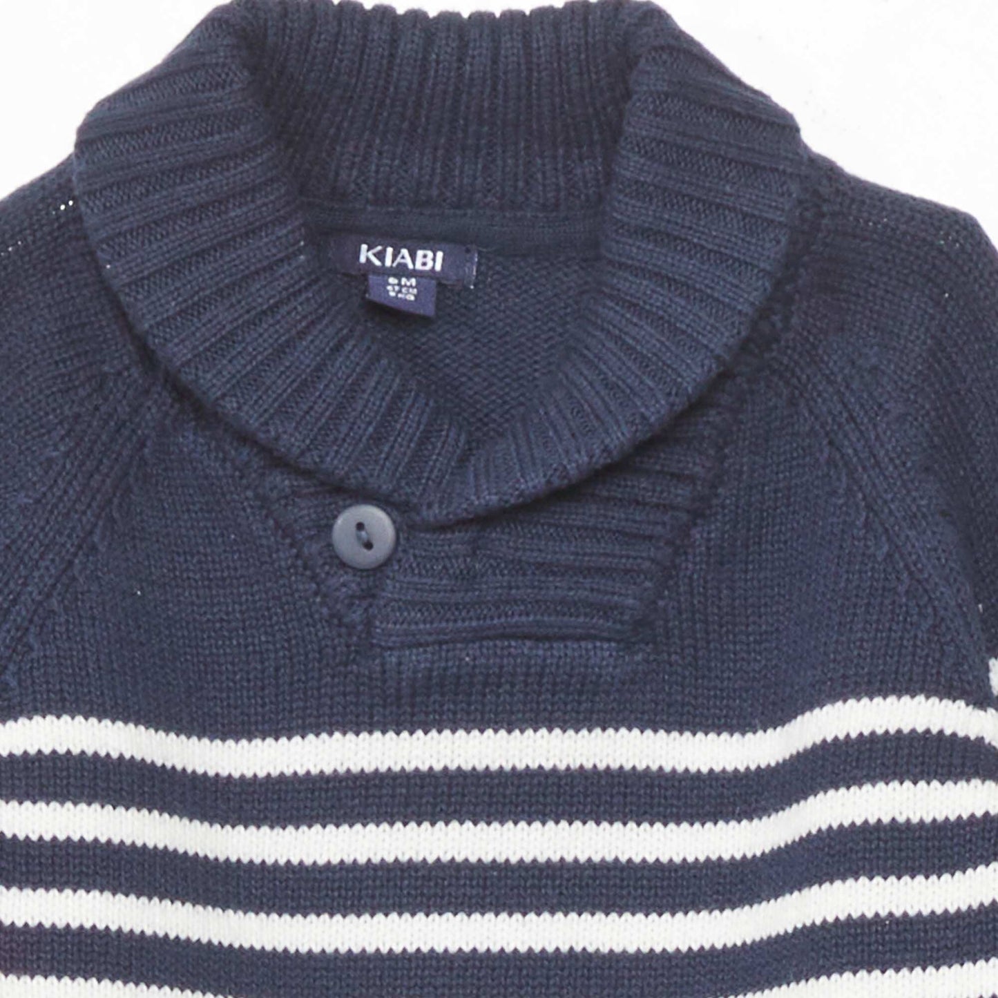 Striped shawl collar sweater blue stripes