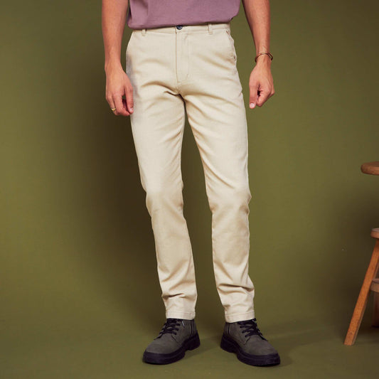 Slim-fit jacquard trousers SIMPLE BEIGE