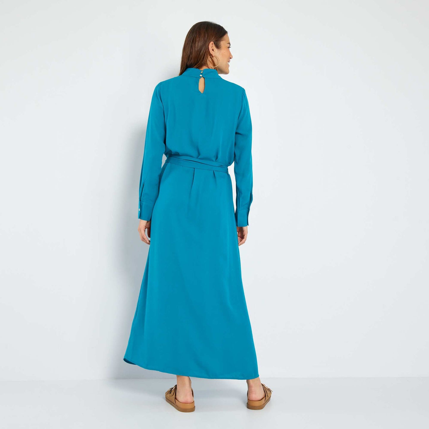 Long plain dress BLUE