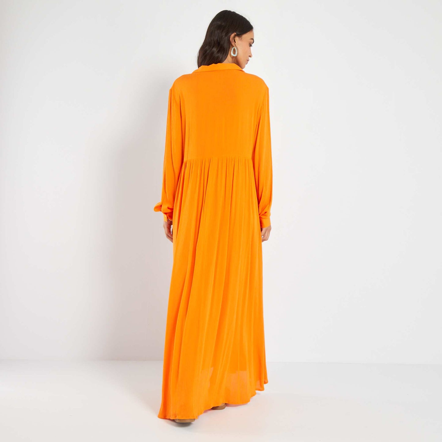 Long dress with long sleeves Orange