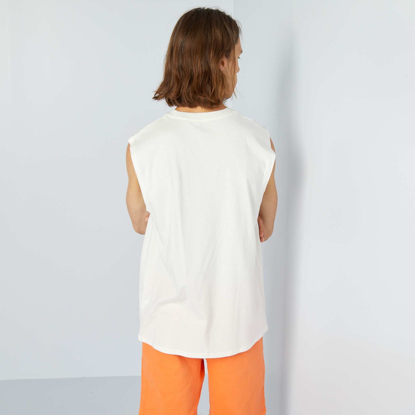 Sleeveless printed vest top WHITE