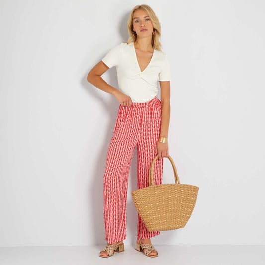 High-waisted wide-leg trousers RED