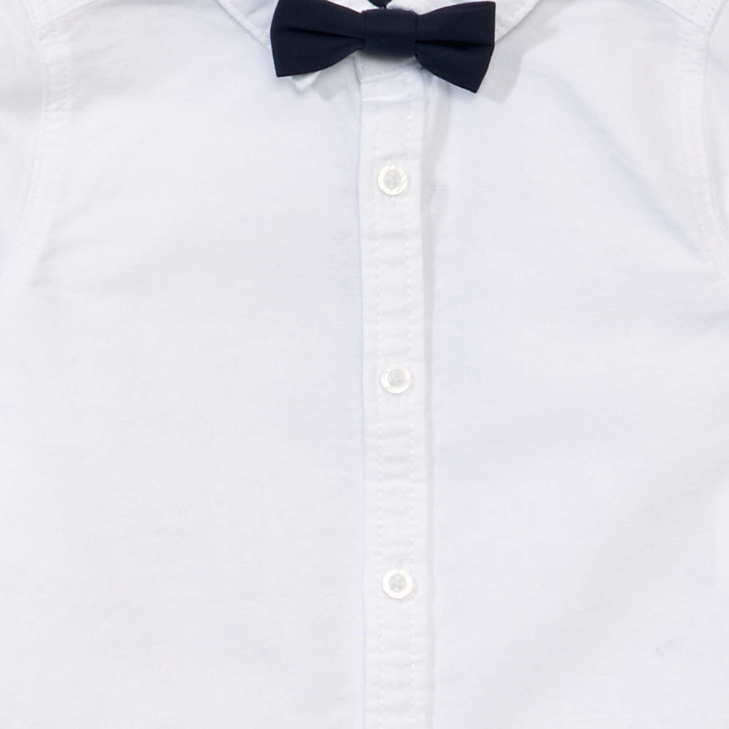 White shirt with removable bow tie white
