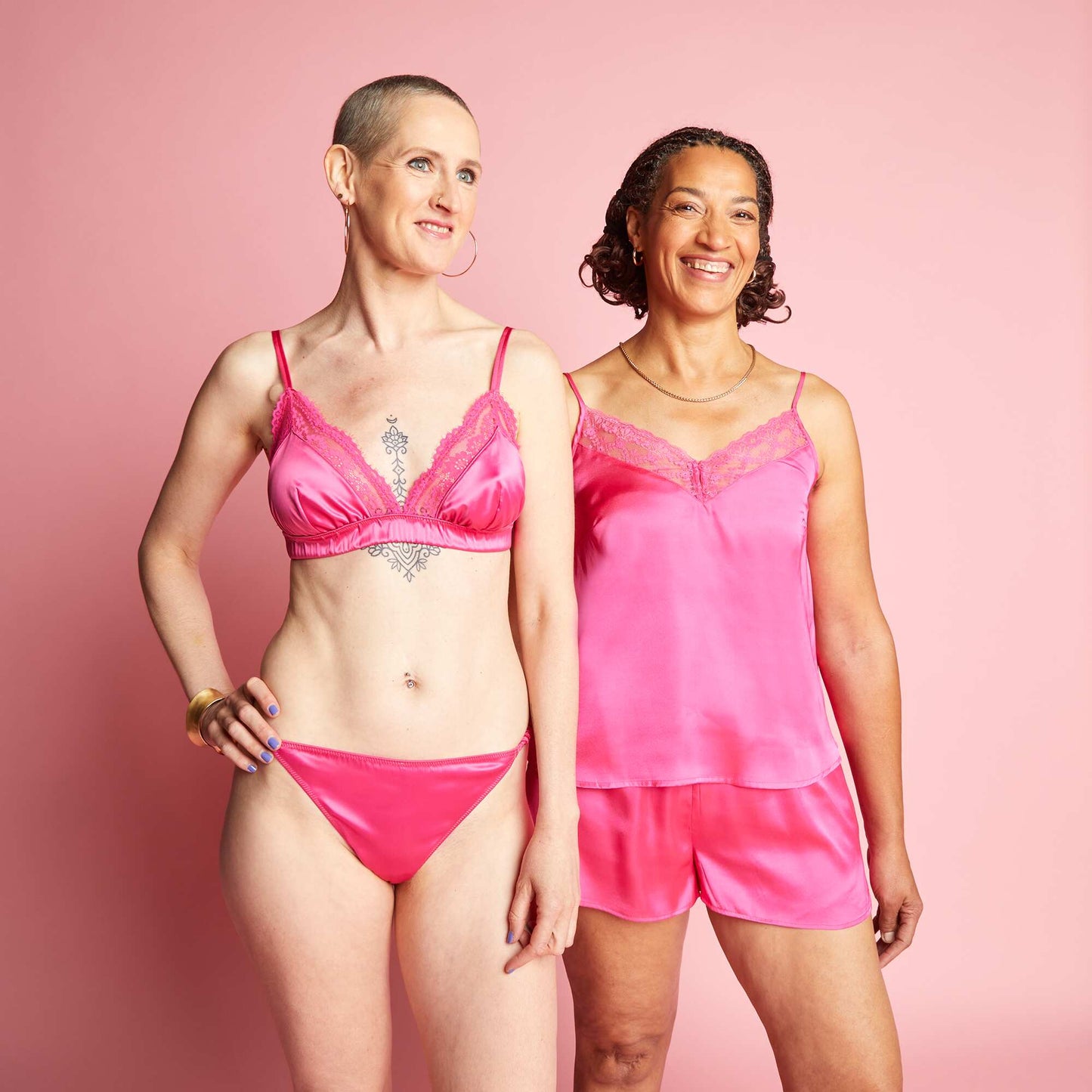 Satin and lace briefs PINK