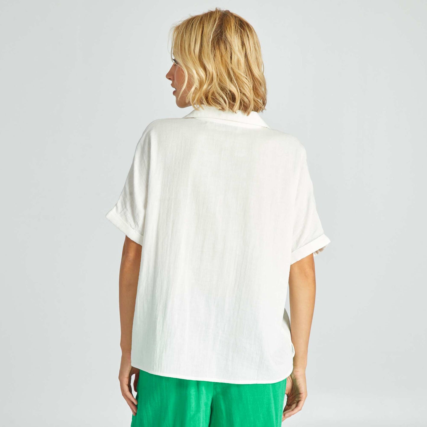 Double cotton gauze blouse WHITE