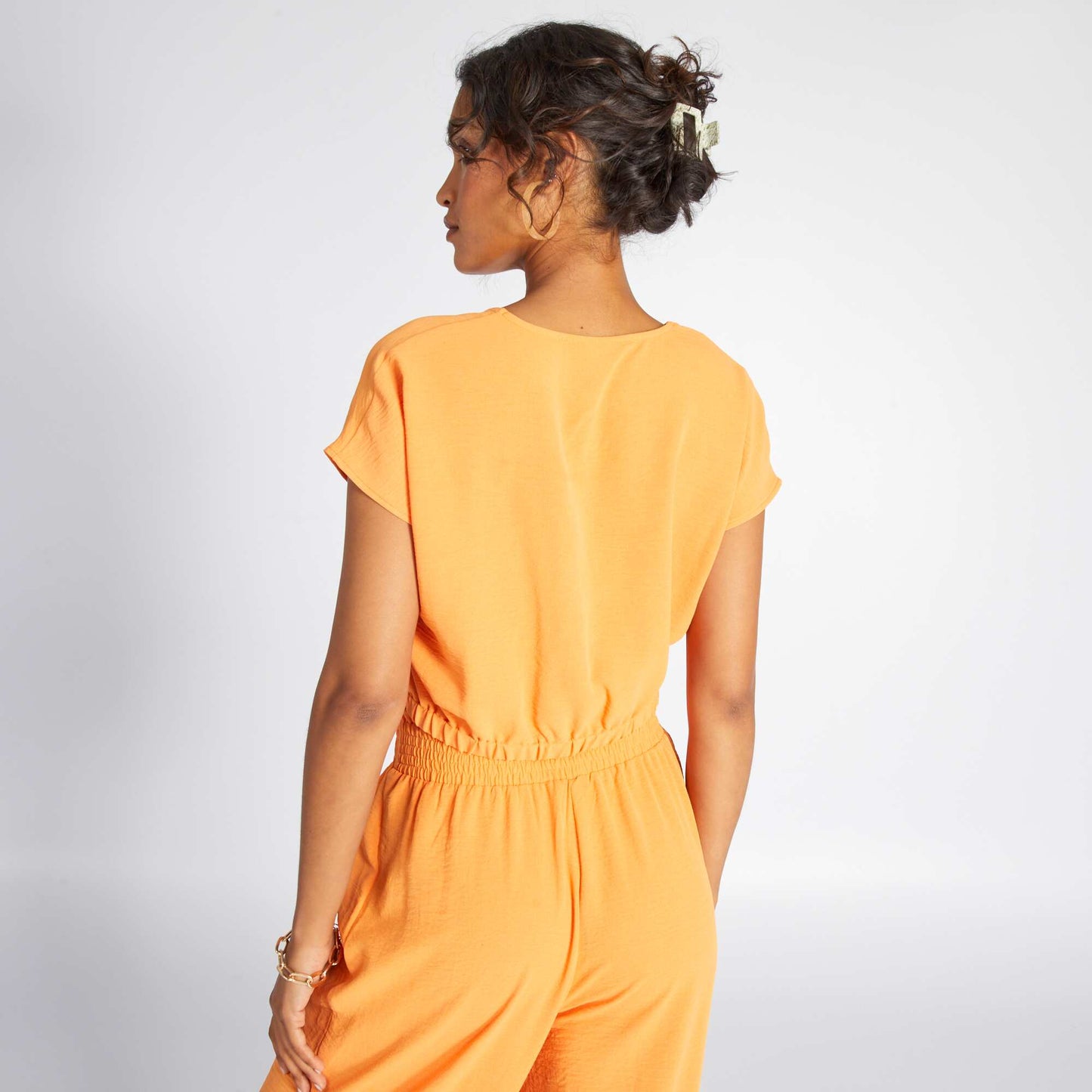 Satin-effect crop top blouse ORANGE SUN