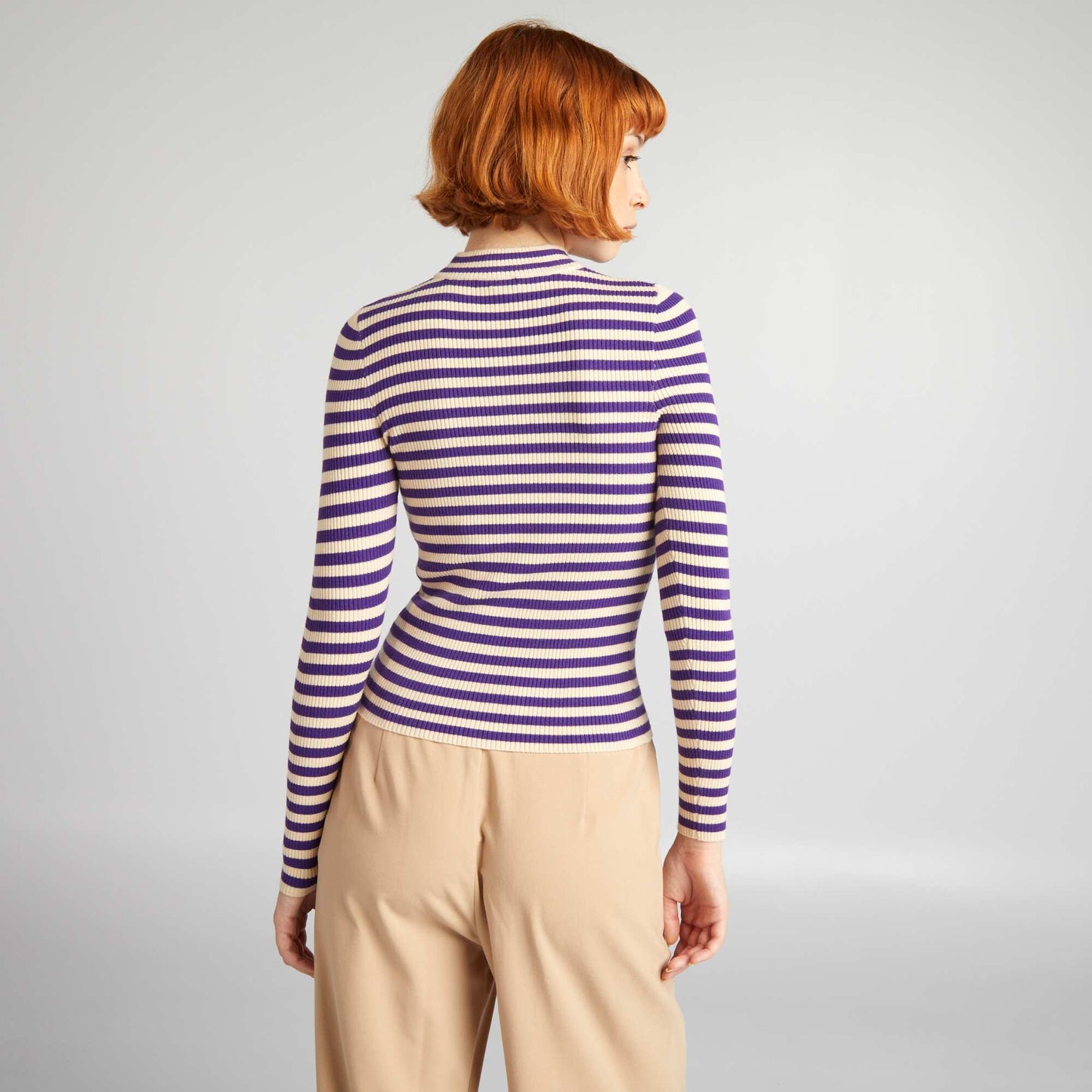 Fine-gauge striped sweater PURPLE