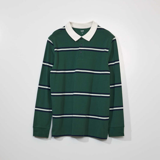 Cotton piqué rugby-style polo shirt Green