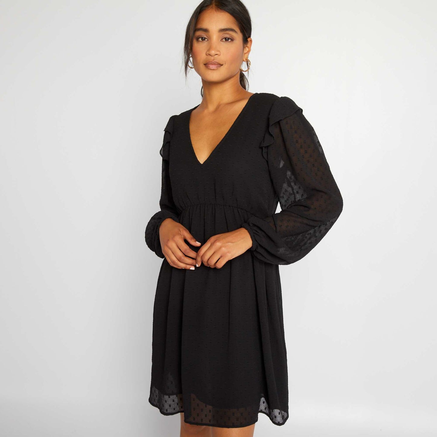 Short dotted tulle dress black