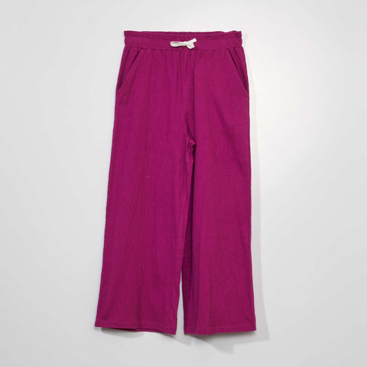 Wide-leg waffled trousers HOT PINK