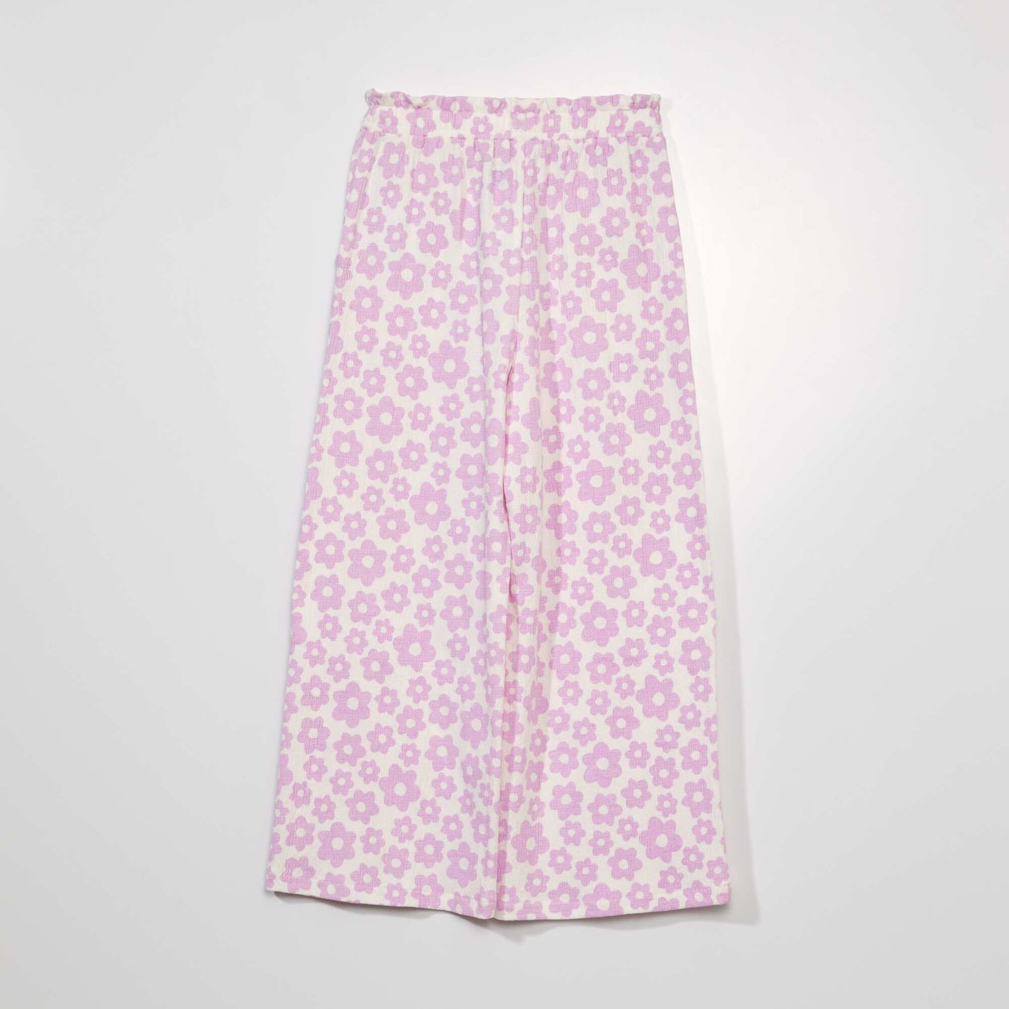 Wide-leg waffled trousers SNO_FLOWER