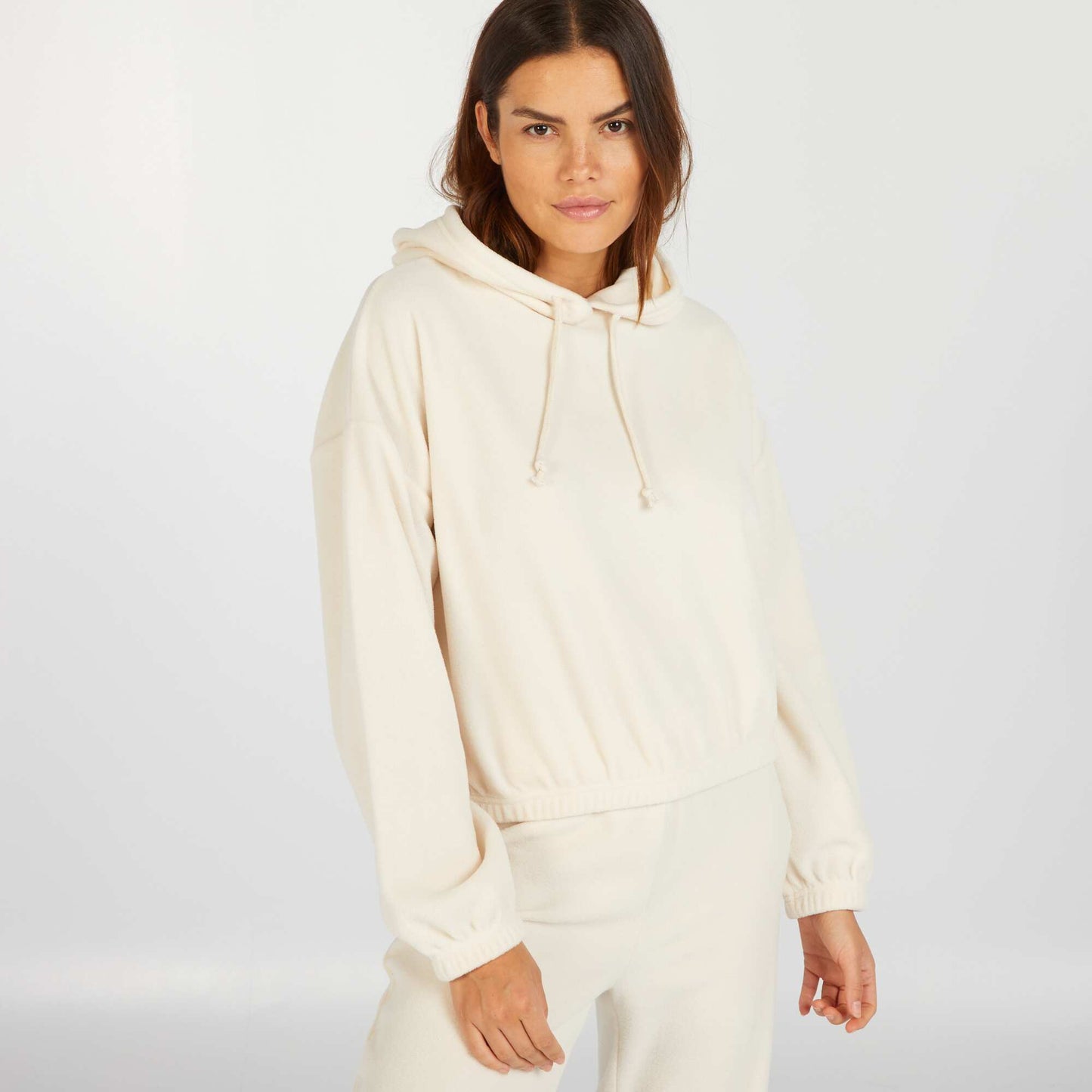 Fleece hoodie WHITE EGG