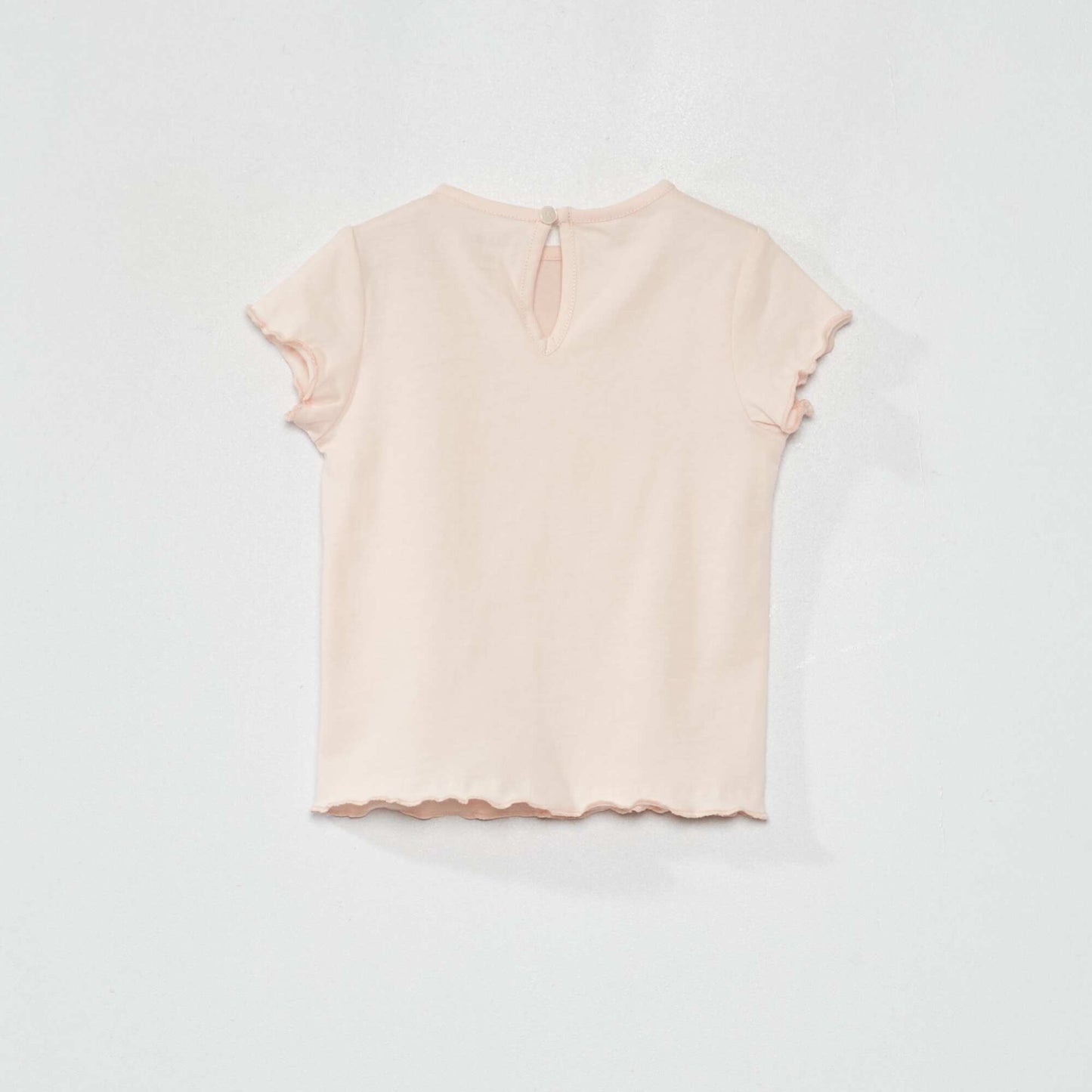 Jersey T-shirt with ruffled trim PINK