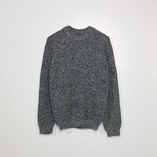 Round neck chunky knit sweater GRAY CH SP