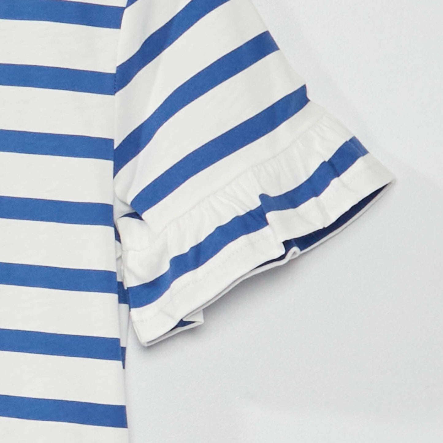 Striped T-shirt with ruffled sleeves BLUE_RAY