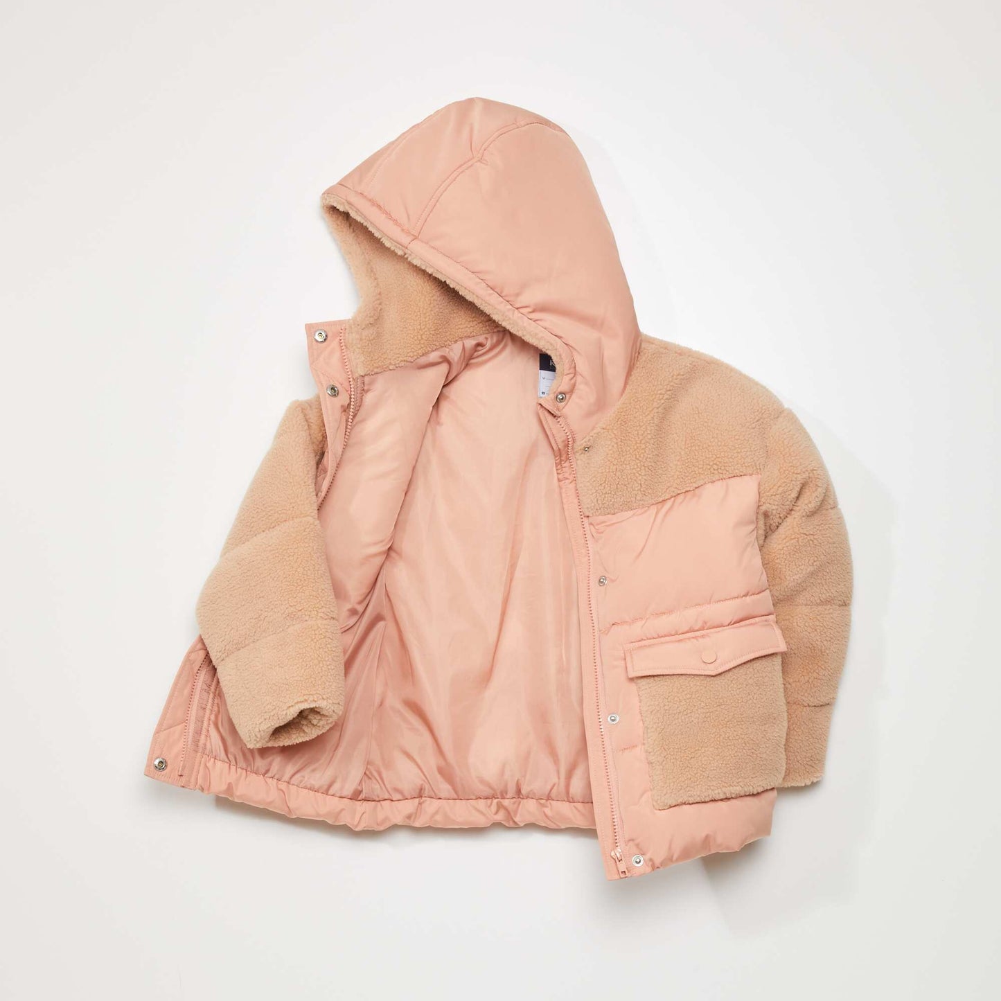 Mixed-material padded jacket with hood WHITE