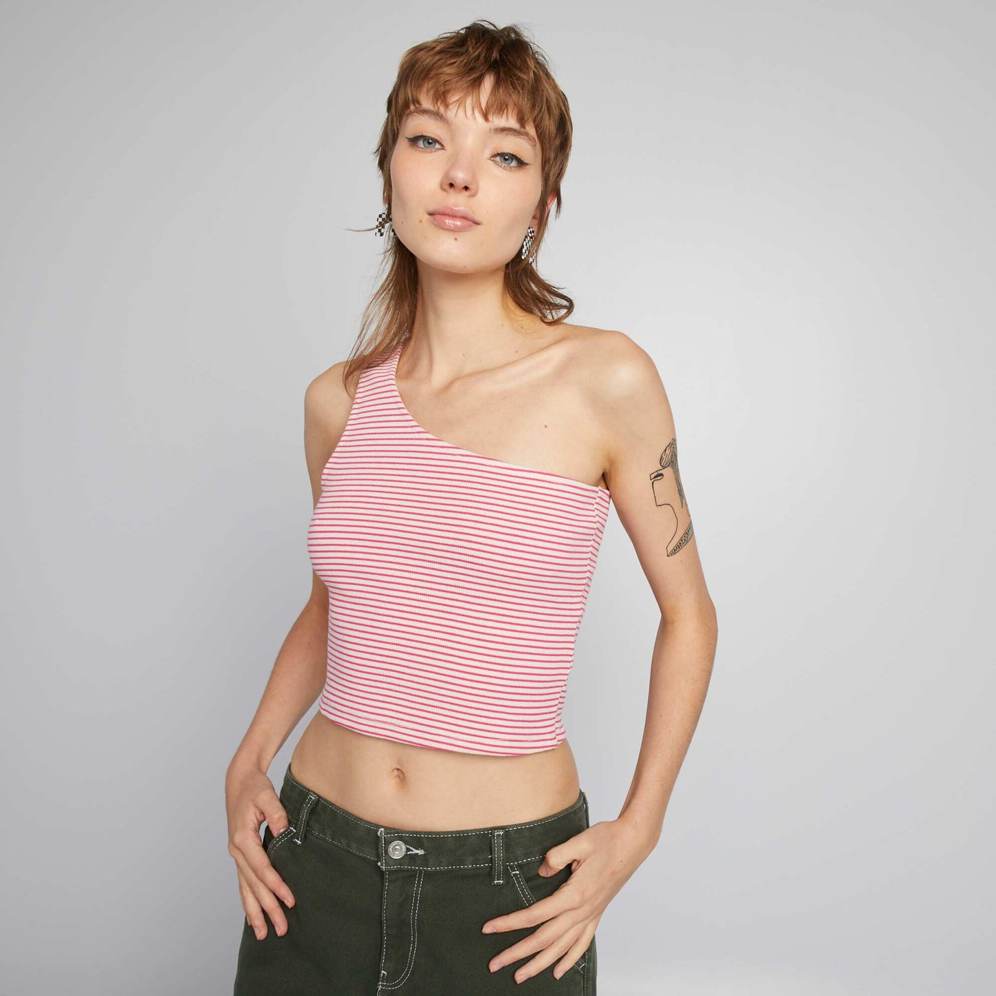 One-shoulder crop top PINK