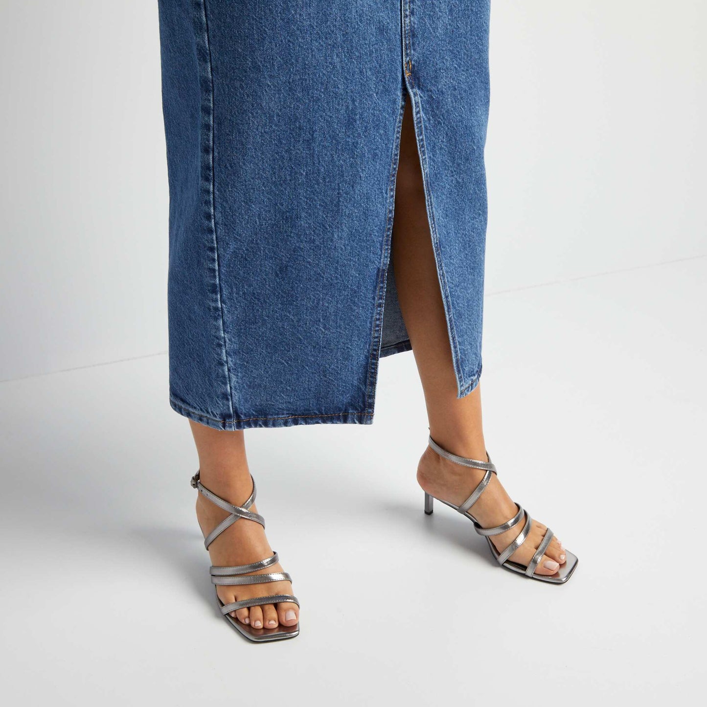 Long denim skirt BLUE