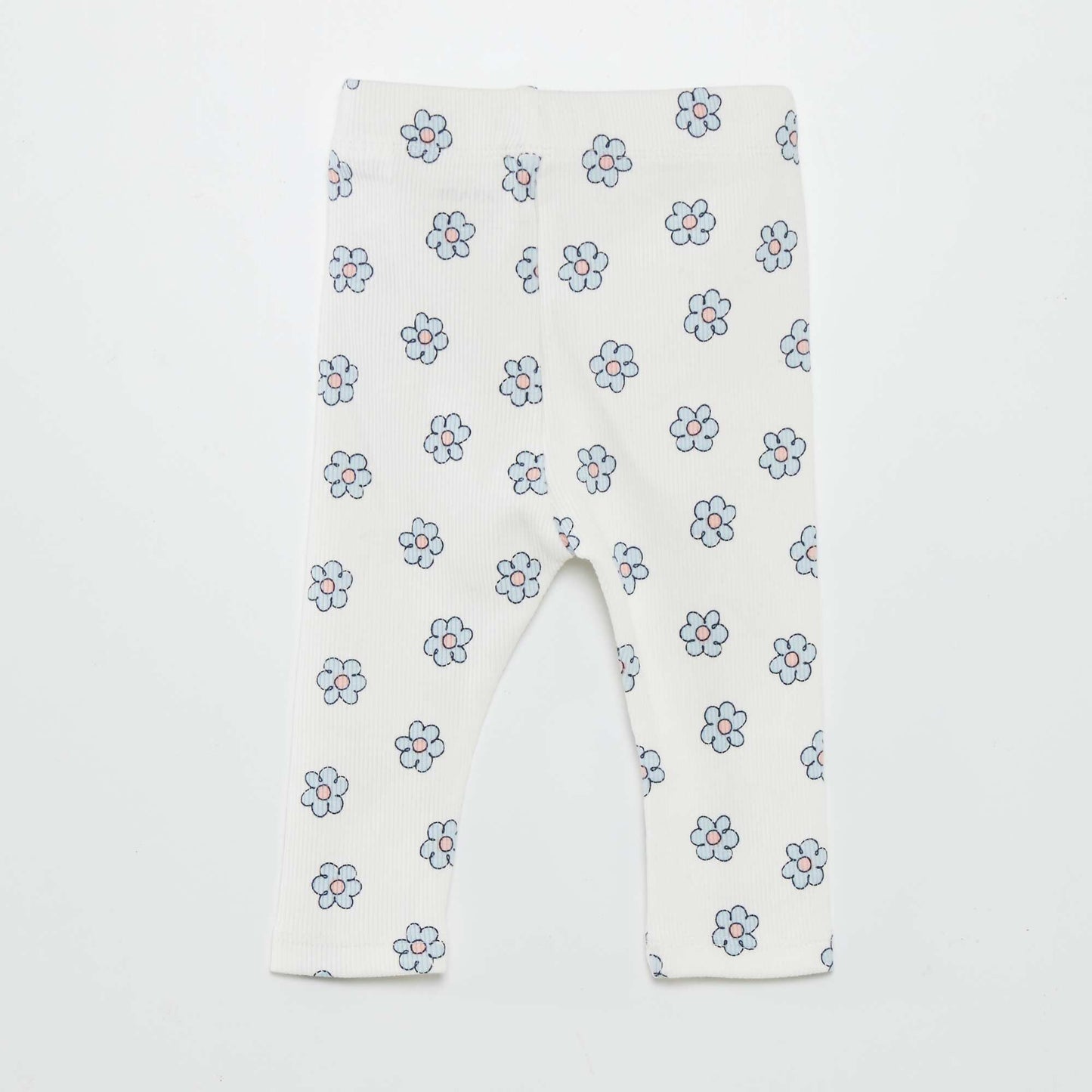 سروال ضيق طويل منقوش أبيض